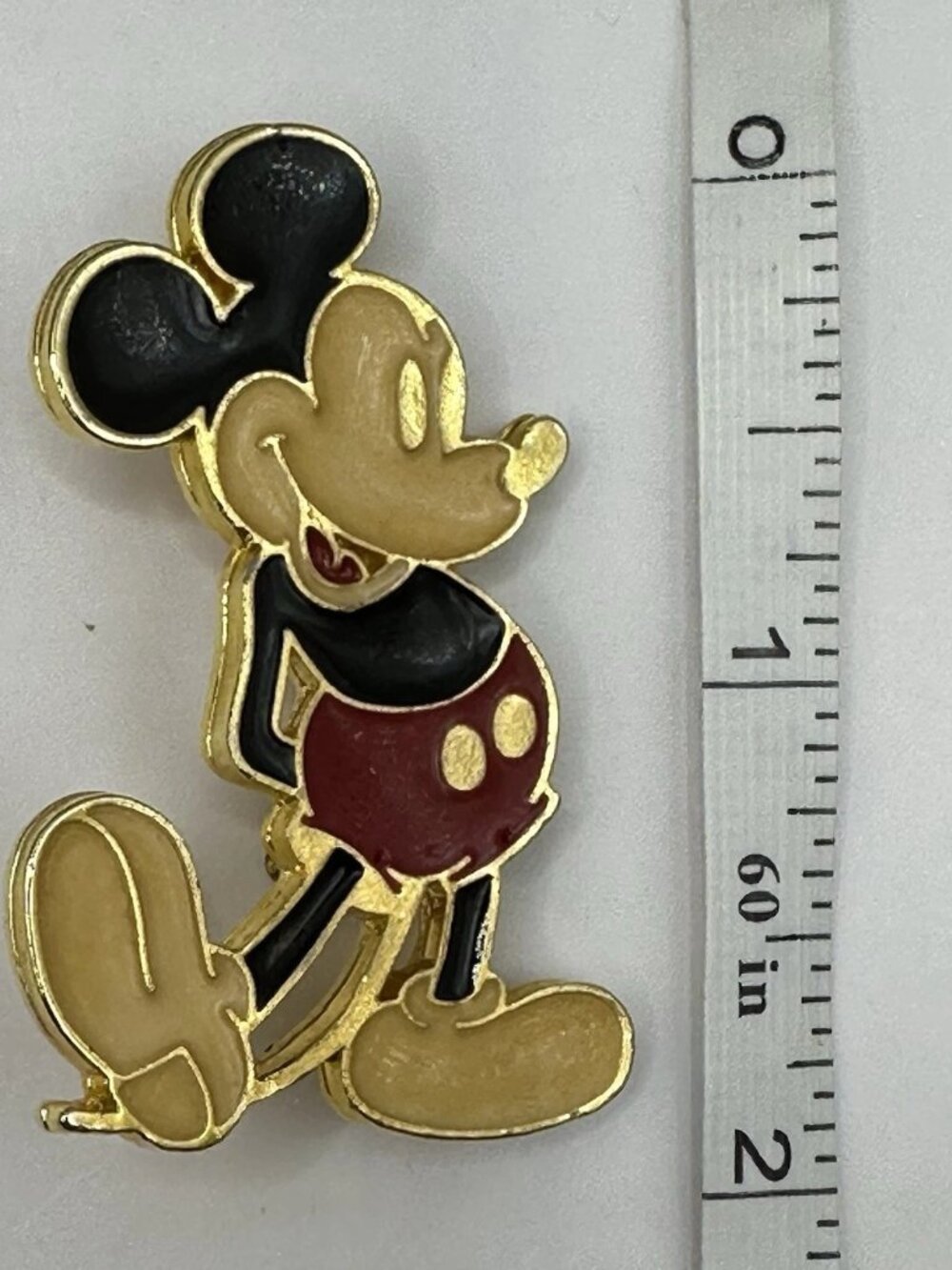 Vintage Disney Mickey Mouse Gold Tone Enamel Pin Brooch